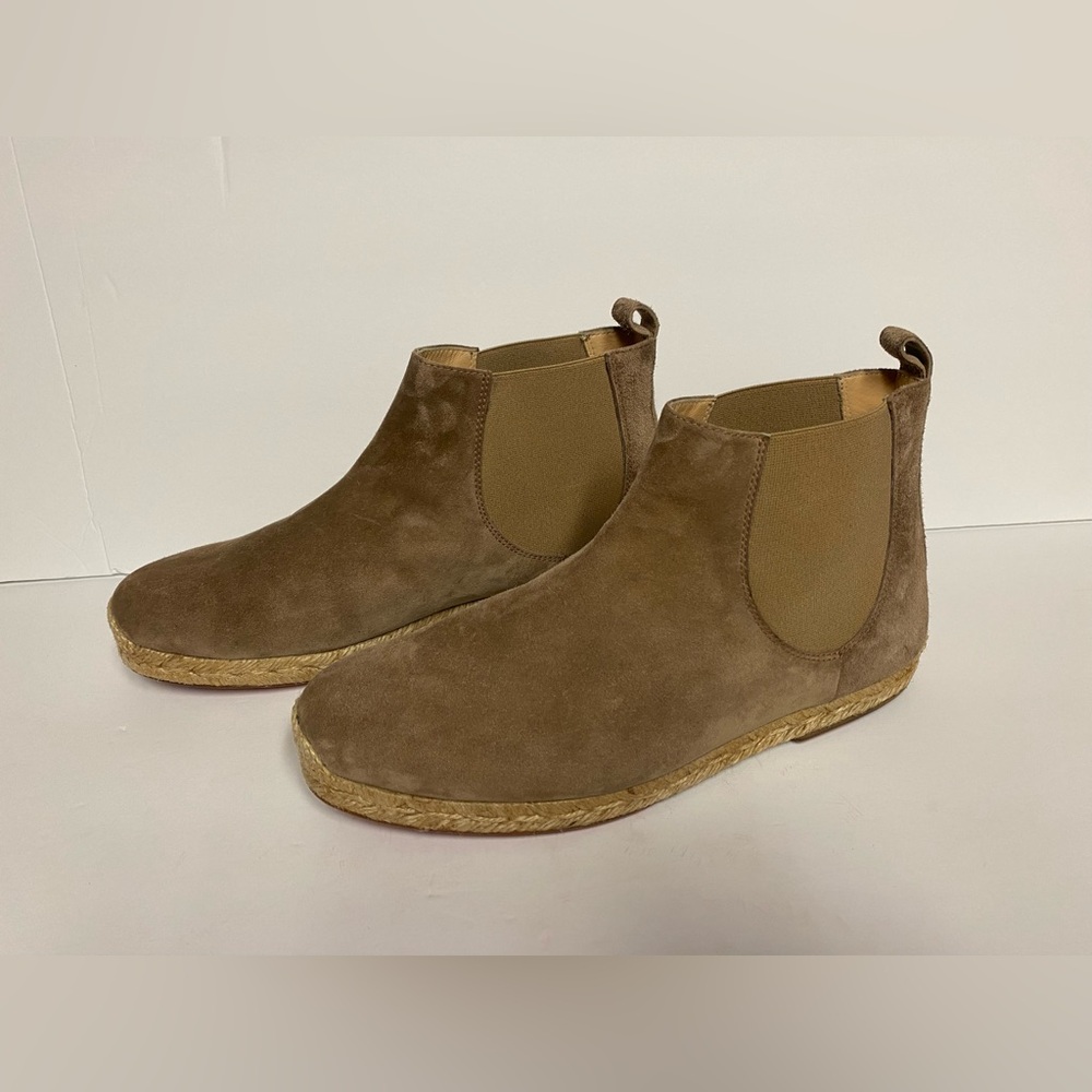 Christian Louboutin flat suede Chelsea ankle boots taupe 40